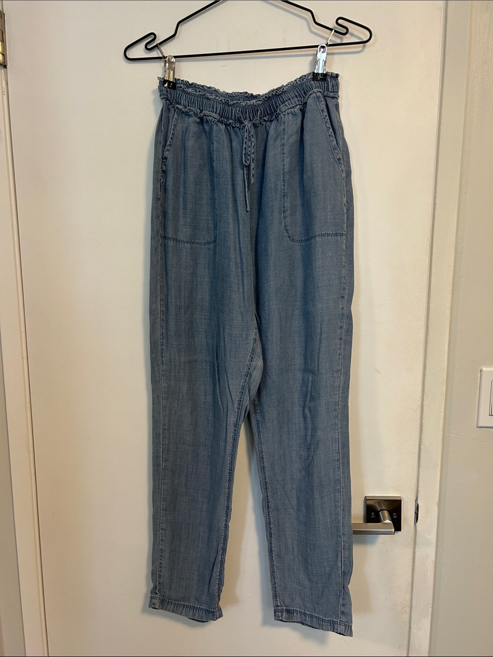 Splendid Light Blue Elastic Waist Denim-Style Pants